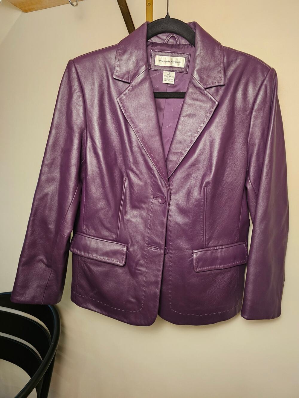 Lambskin Vintage Purple Leather Blazer Jacket
